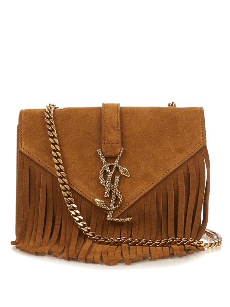 ysl tan fringe crossbody|Saint Laurent YSL Fringe Crossbody Bag .